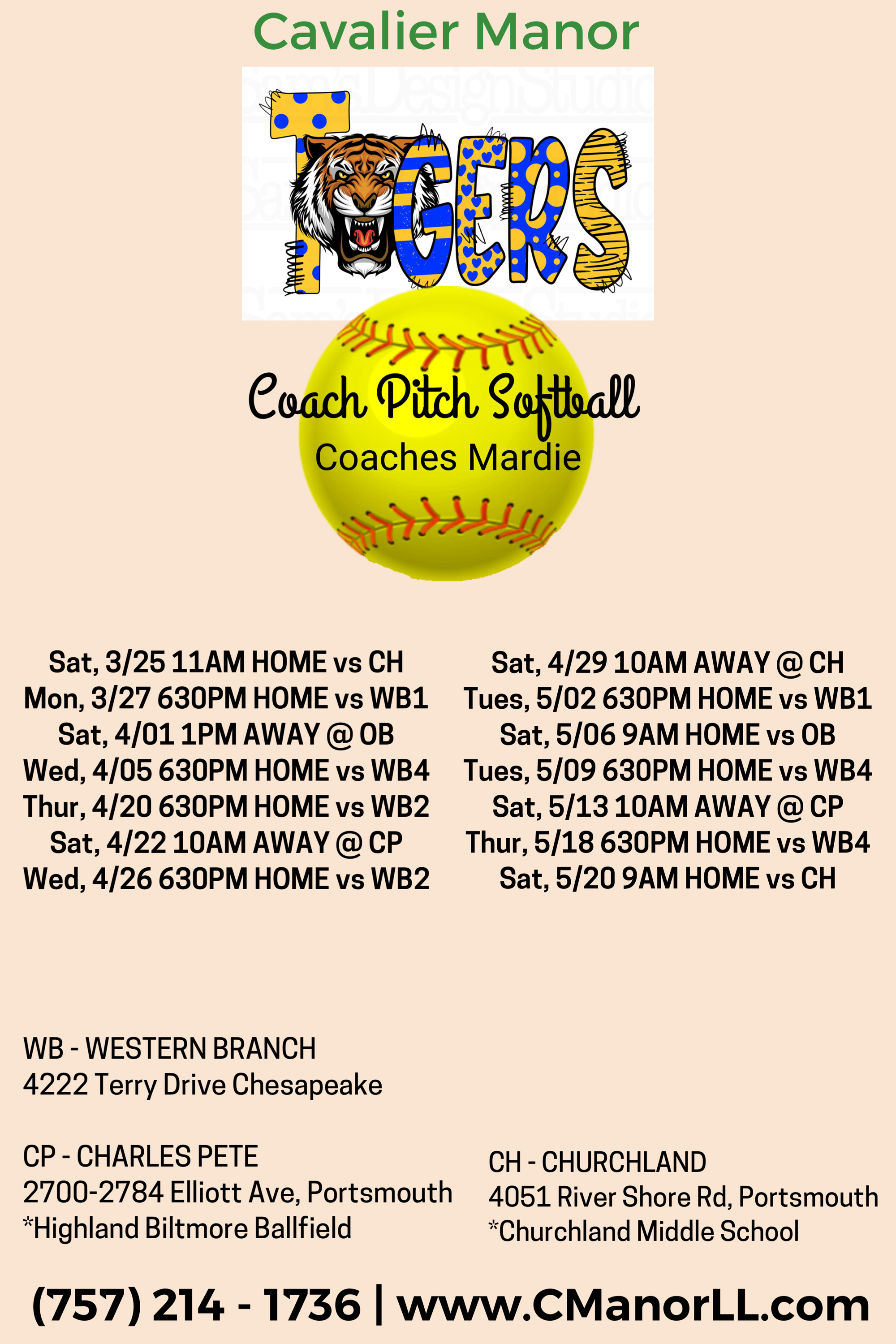 Cavalier Manor Little League > Schedules